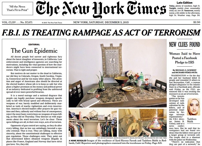 nyt front page ed gun control