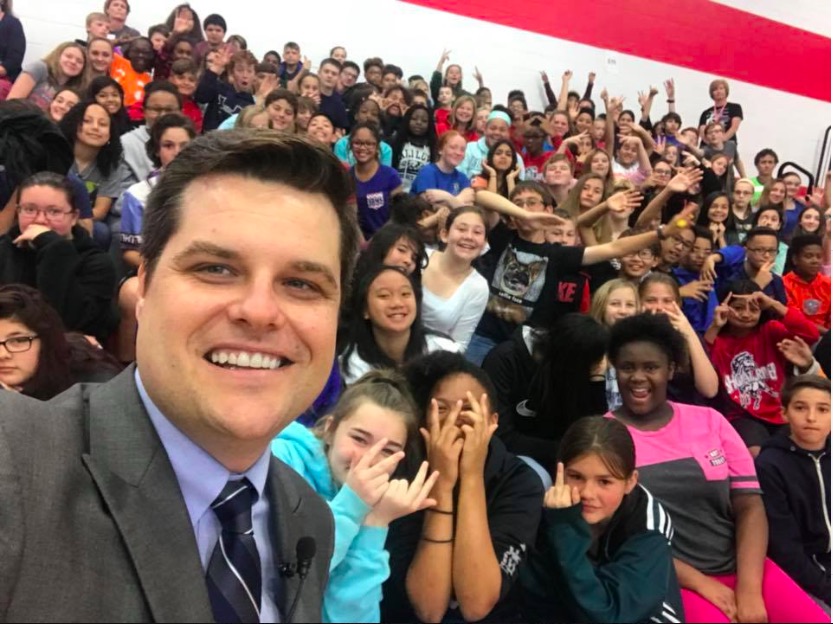 A Little Girl Flipped Off GOP Rep. Matt Gaetz During A Middle School Visit