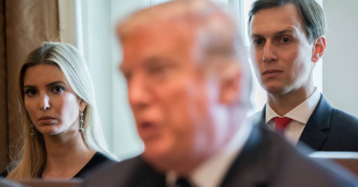 President Donald Trump alongside his daughter, Ivanka Trump and her husband, Senior White House Adviser Jared Kushner during a Cabinet Meeting in the Cabinet Room of the White House October 2017