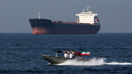 Iranian Navy boat on patrol in Persian Gulf, April 2019
