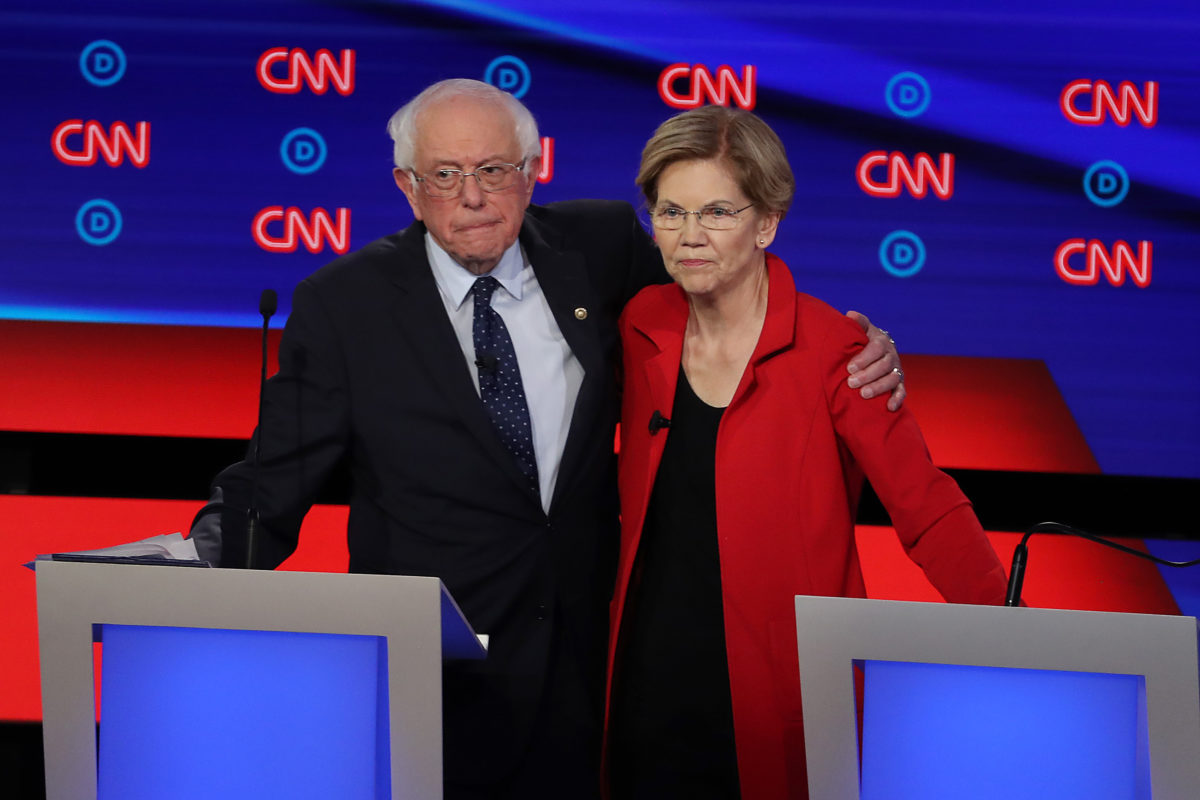 Democratic Presidential Candidates Elizabeth Warren, Bernie Sanders