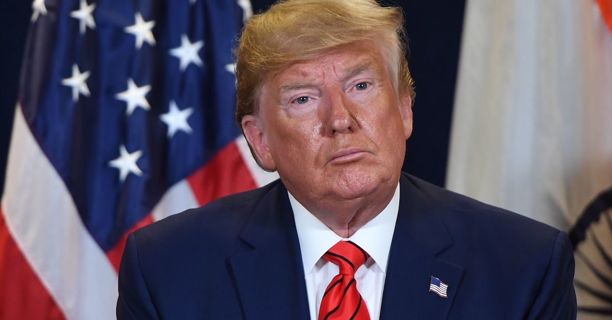 US President Donald Trump attends a meeting with Indian Prime Minister Narendra Modi (not shown) at UN Headquarters in New York, September 24, 2019, on the sidelines of the United Nations General Assembly. (Photo by SAUL LOEB / AFP) (Photo credit should read SAUL LOEB/AFP/Getty Images)