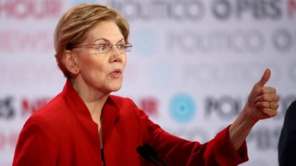 Elizabeth Warren (D-MA) speaks during the Democratic presidential primary debate at Loyola Marymount University on December 19, 2019 in Los Angeles, California.