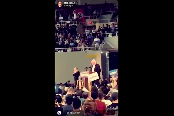 Protestor Unfurls Nazi Flag at Bernie Sanders Rally