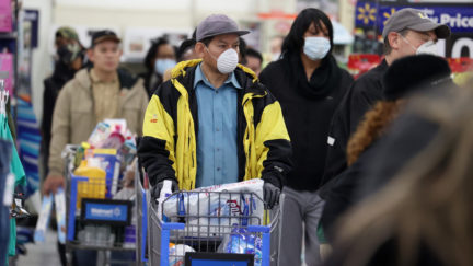Walmart shoppers in New York during Coronavirus outbreak