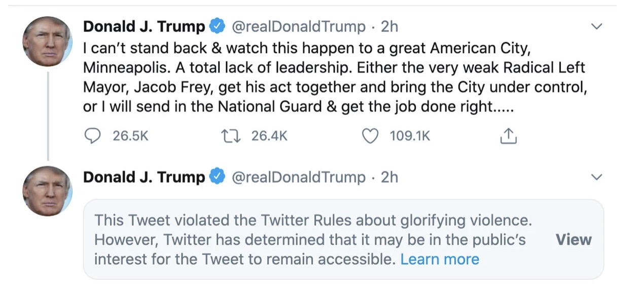 Twitter Hides Trump 'shooting' Tweet On Minneapolis Riots