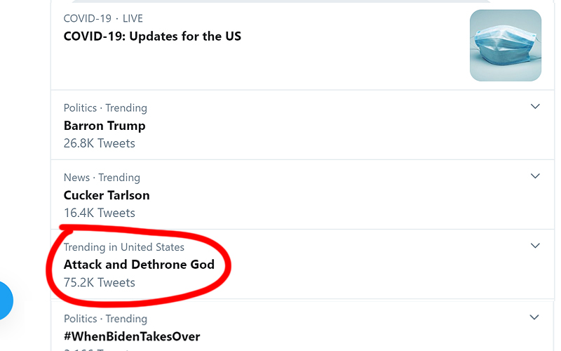 Trending topics on Twitter featured Attack and Dethrone God
