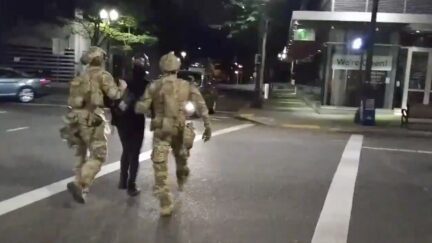 portland police officers and protester