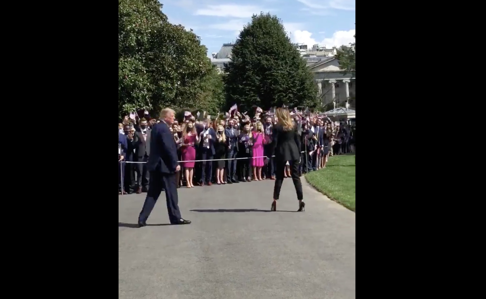 White House Staff Cheers on Trump as He Leaves for Debate