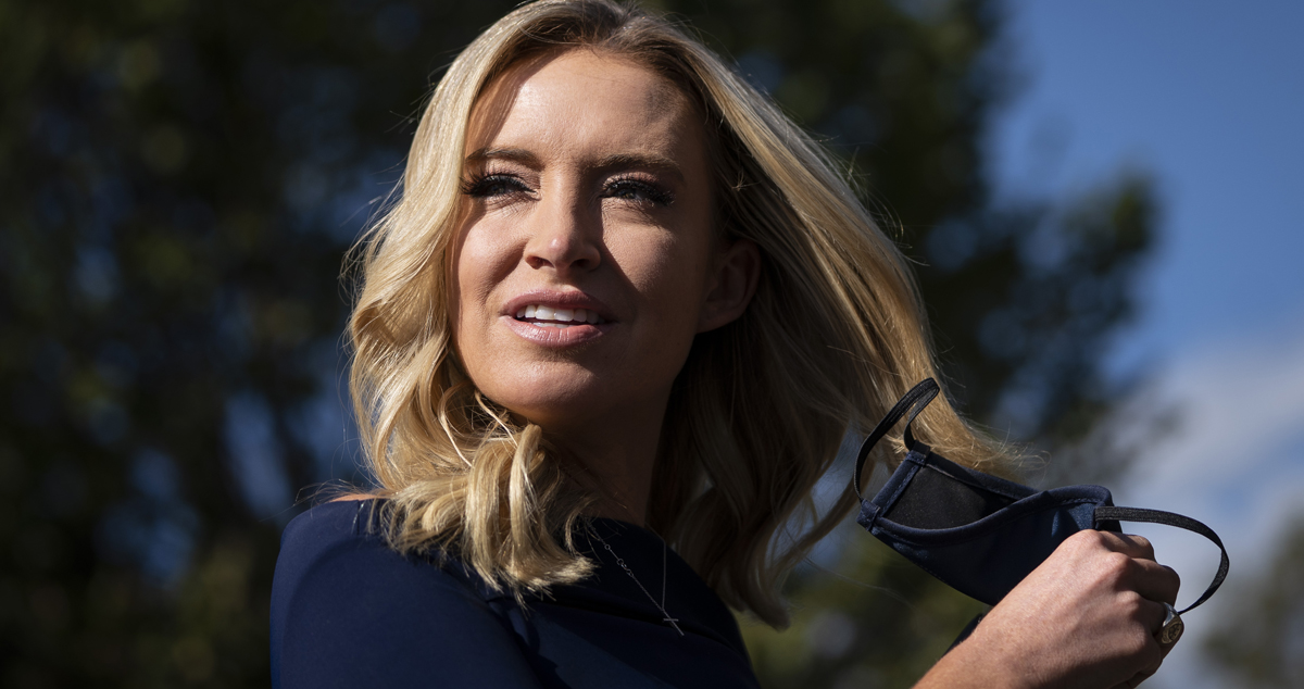 White House Press Secretary Kayleigh McEnany arrives to speak to reporters on October 2, 2020, about President Donald Trump testing positive for coronavirus.
