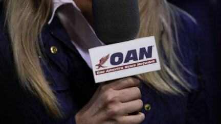 OAN reporter at President Trump Campaigns For Re-Election In Virginia