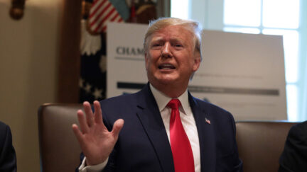 WASHINGTON, DC - OCTOBER 21: U.S. President Donald Trump speaks during a cabinet meeting in the Cabinet Room of the White House October 21, 2019 in Washington, DC. President Trump held a cabinet meeting to discuss his administration‚Äôs agenda and made extensive remarks about impeachment and the situation on the Syrian/Turkish border. (Photo by Alex Wong/Getty Images)