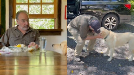 Mandy Patinkin sings dinner prayers to his dog