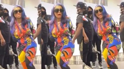 Blac Chyna yelling at a fan in Miami airport