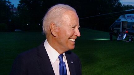 Joe Biden Laughs at Bernie Sanders Joe Manchin Feud Question