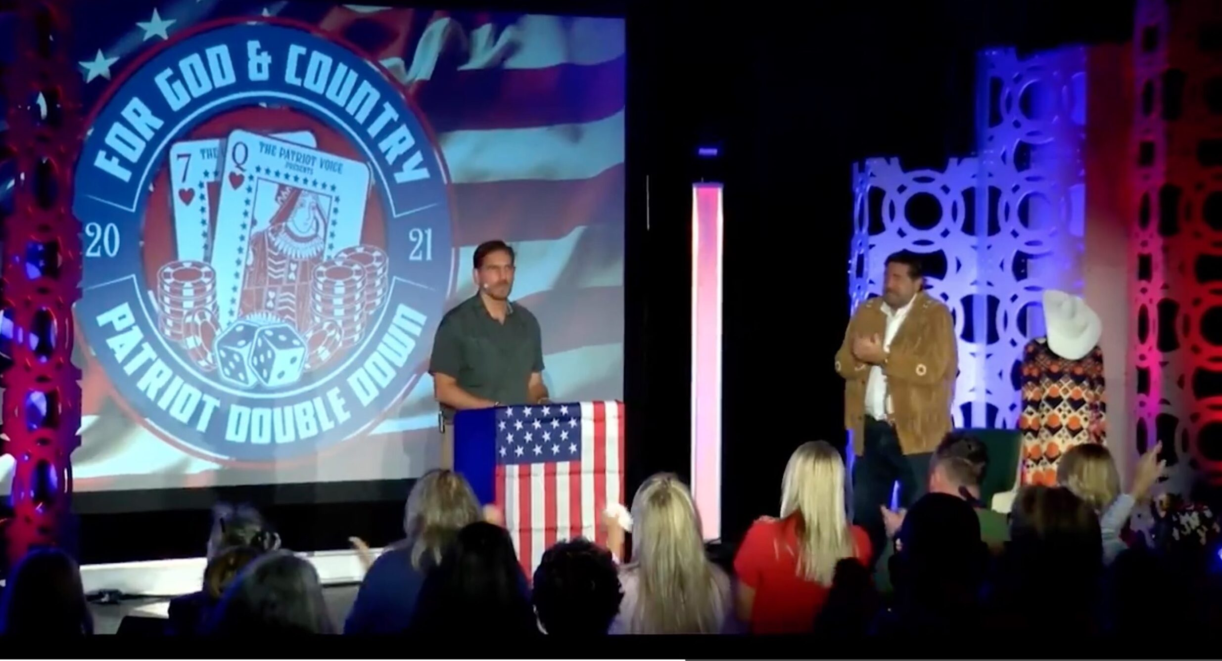 Jim Caviezel Appears at Qanon Conference