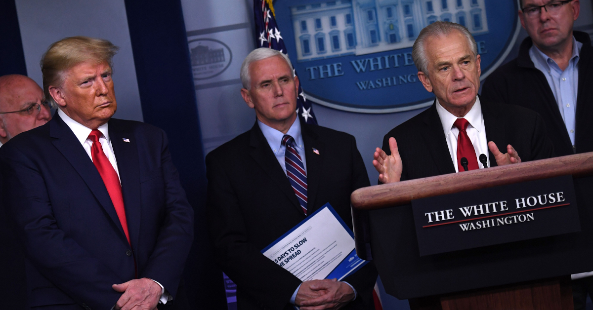 Donald Trump and Peter Navarro at Coronavirus Task Force Briefing