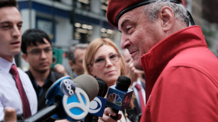 Curtis Sliwa speaking with reporters