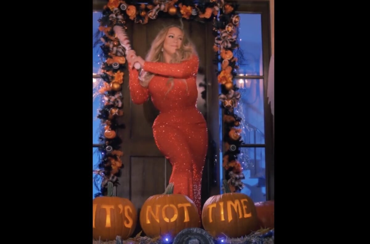 Mariah Carey Kicks Off Christmas By Smashing A Pumpkin 