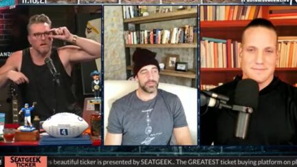 AJ Hawk and Pat McAfee joke about Aaron Rodgers smoking with Joe Rogan