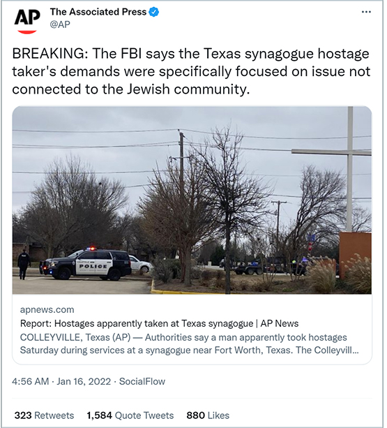 AP original tweet synagogue terror