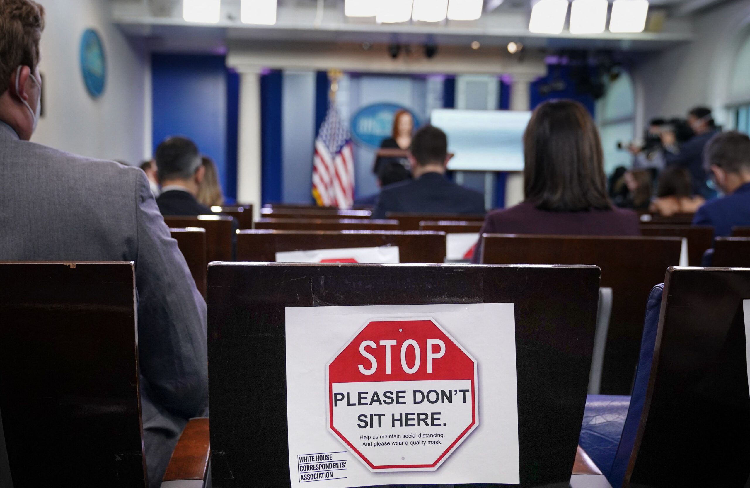     Limited number of reporters in the WH press conference room on January 4