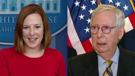 Jen Psaki Mitch McConnell split image