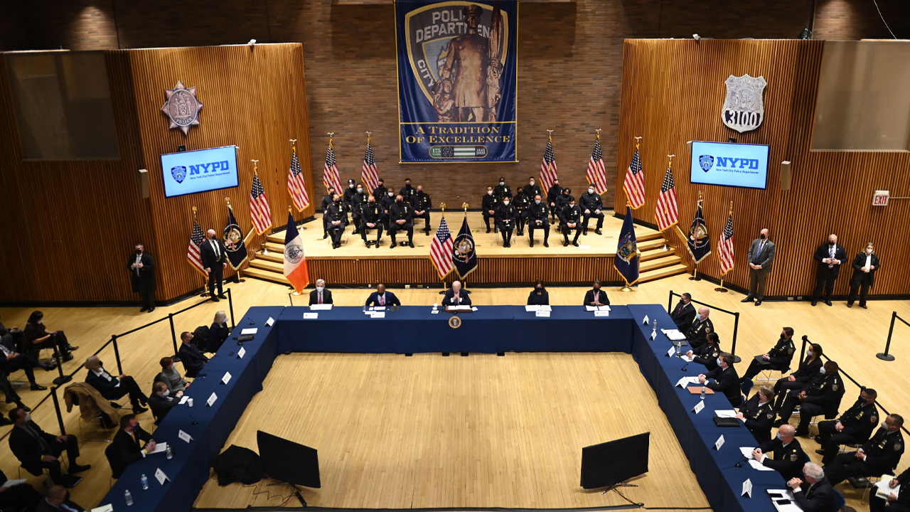 Eric Adams and Joe Biden Meet with NYPD on February 3 2022