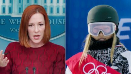 Jen Psaki Chloe Kim split image