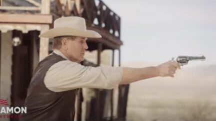 Jim Lemon shooting gun in AZ Senate campaign ad