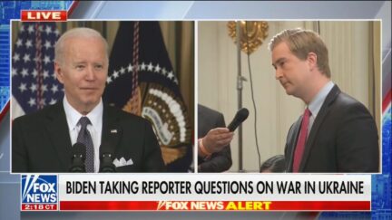 Joe Biden and Peter Doocy on March 28