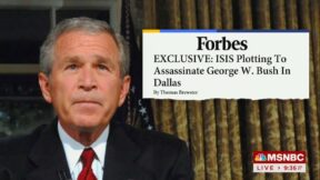 MSNBC George W. Bush graphic w/ Forbes headline, byline on May 24