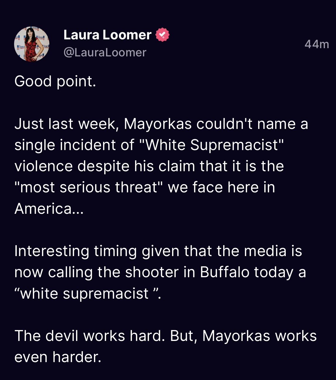 Laura Loomer Truth Social post