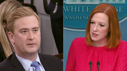 Psaki Notes Reporters 'Talked a Lot About' Immigration Long Before it Became Midterm Issue Peter Doocy split image