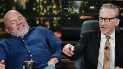 Bill Maher Aftershow Goes Off the Rails During Marijuana Vape Debate Andrew Sullivan split image