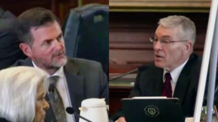 Texas Cop Spox Reveals in Stunning Testimony Cops Never Checked Not-Locked Uvalde Classroom Door Until Breach Sen. Brandon Creighton and Steve McCraw split image