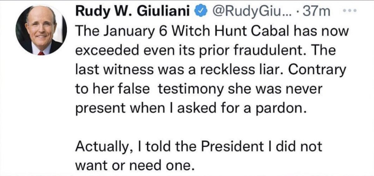 Giuliani Deleted Pardon Tweet