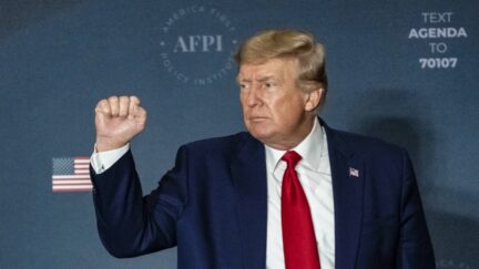 WASHINGTON, DC - JULY 26: Former U.S. President Donald Trump acknowledges the crowd after speaking during the America First Agenda Summit, at the Marriott Marquis hotel July 26, 2022 in Washington, DC. Former U.S. President Donald Trump returned to Washington today to deliver the keynote closing address at the summit. The America First Agenda Summit is put on by the American First Policy Institute, a conservative think-tank founded in 2021 by Brooke Rollins and Larry Kudlow, both former advisors to former President Trump. (Photo by Drew Angerer/Getty Images)