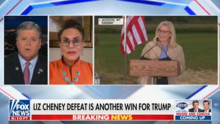 Sean Hannity and Harriet Hageman