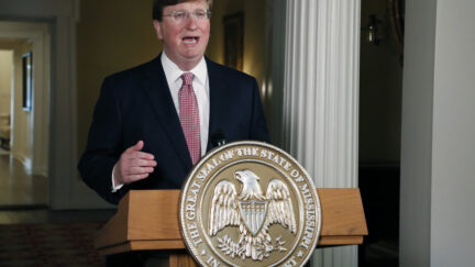 Tate Reeves delivering a speech