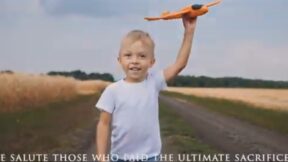 Russian boy with toy plane