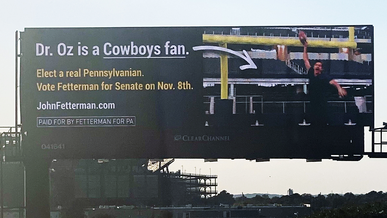 Fetterman puts up billboards calling Oz a Cowboys fan