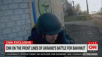 Matthew Chance takes cover in Ukraine