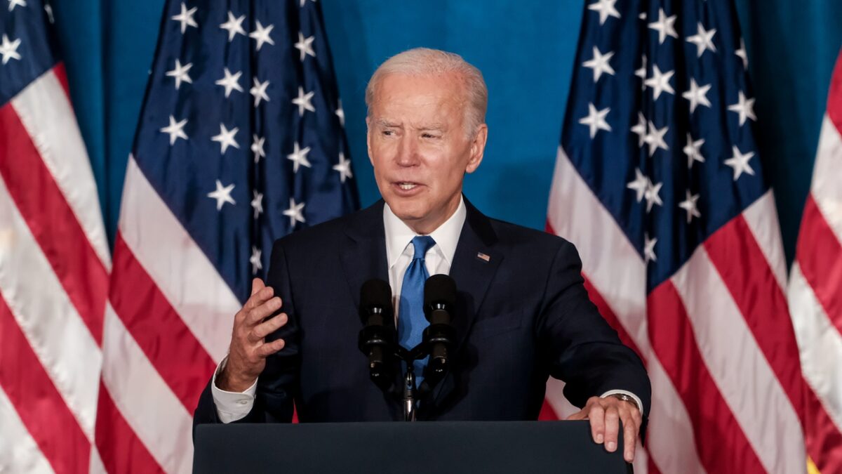 WASHINGTON, DC - NOVEMBER 2: U.S. President Joe Biden delivers remarks on preserving and protecting Democracy at Union Station on November 2, 2022 in Washington, DC. Biden addressed the threat of election deniers and those who seek to undermine faith in voting in the upcoming midterm elections.
