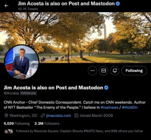 Twitter profile of Jim Acosta