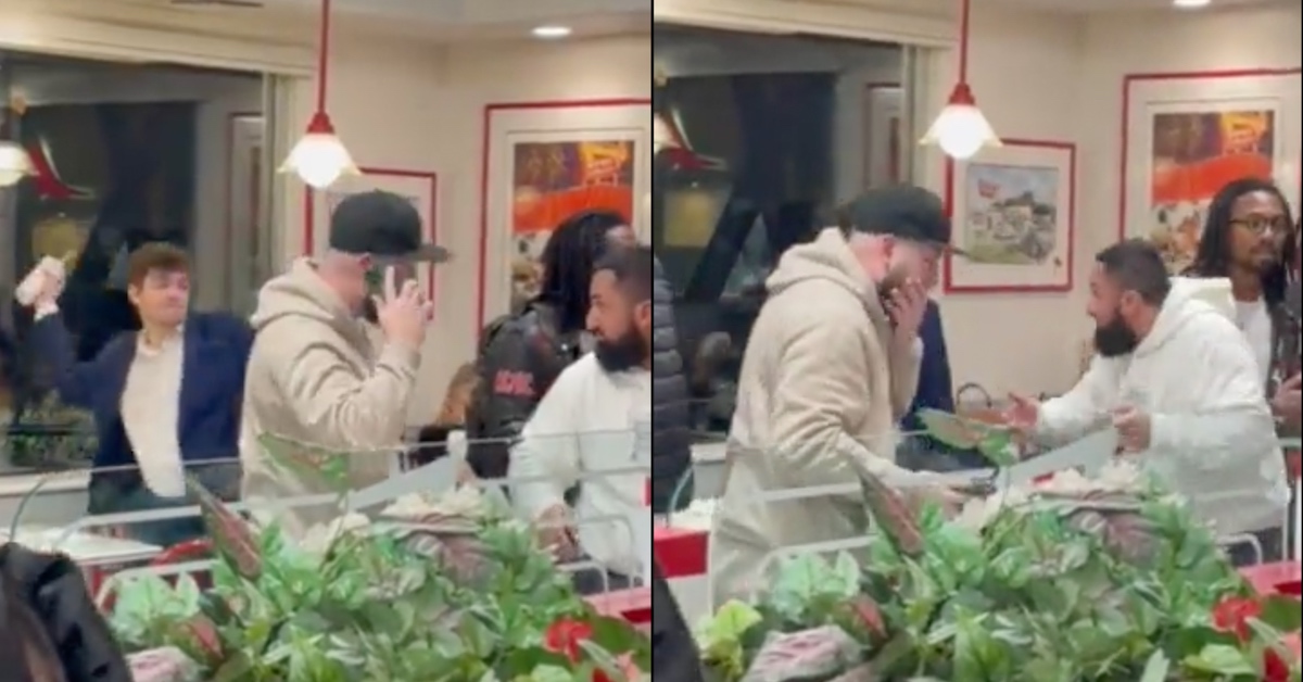 WATCH: Trump’s White Nationalist Dinner Guest Nick Fuentes Filmed in Actual Food Fight at LA Burger Joint