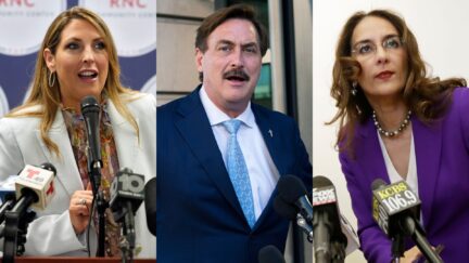 Ronna McDaniel, Mike Lindell and Harmeet Dhillon