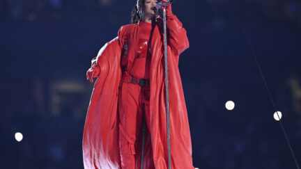 Rihanna performing during Apple Music Super Bowl Halftime Show during the NFL Super Bowl 57 football game between the Philadelphia Eagles and the Kansas City Chiefs, Sunday, Feb. 12, 2023, in Glendale, Ariz.