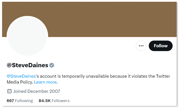 Steve Daines Twitter Suspended