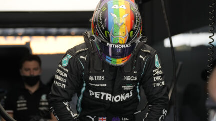 Lewis Hamilton rainbow helmet
